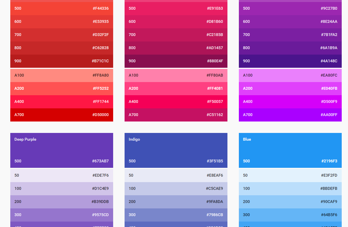 Preview Material Design Colors