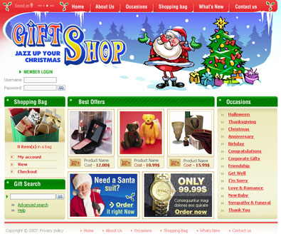Gift Shop Web Layout Free Templates Online