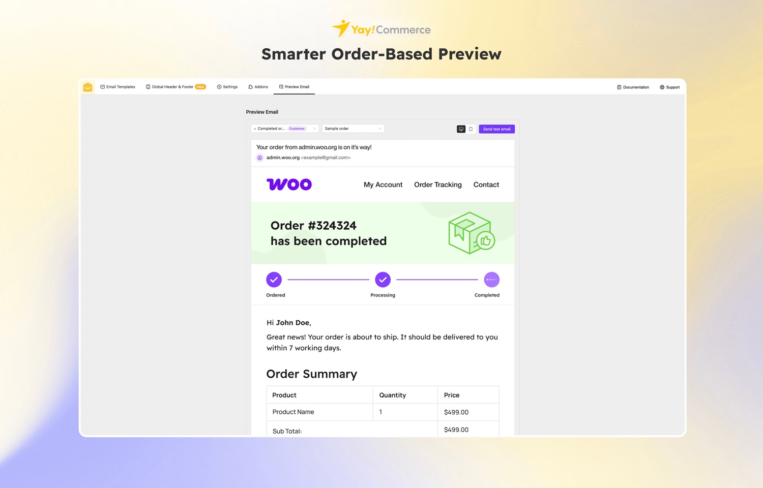 woocommerce email preview